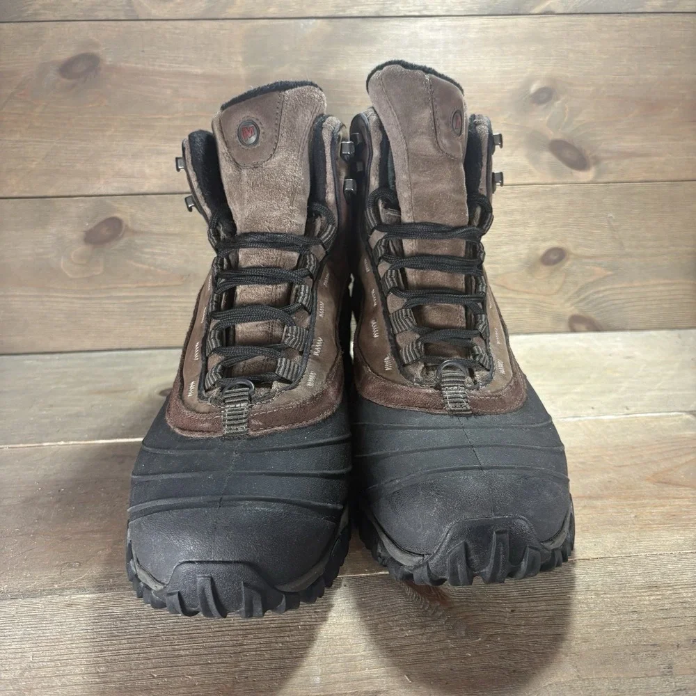 merrell isotherm mens size 11.5 shoes brown suede waterproof snow boots